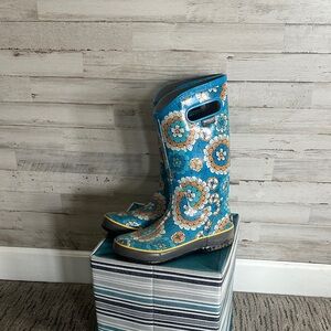 Bogs Floral Blue Waterproof Boots